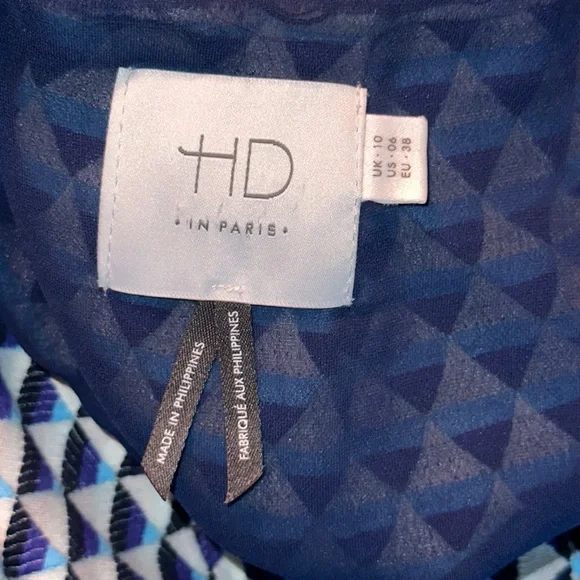 Anthropologie Blue and White Geometric Blouse - Picture 9 of 10